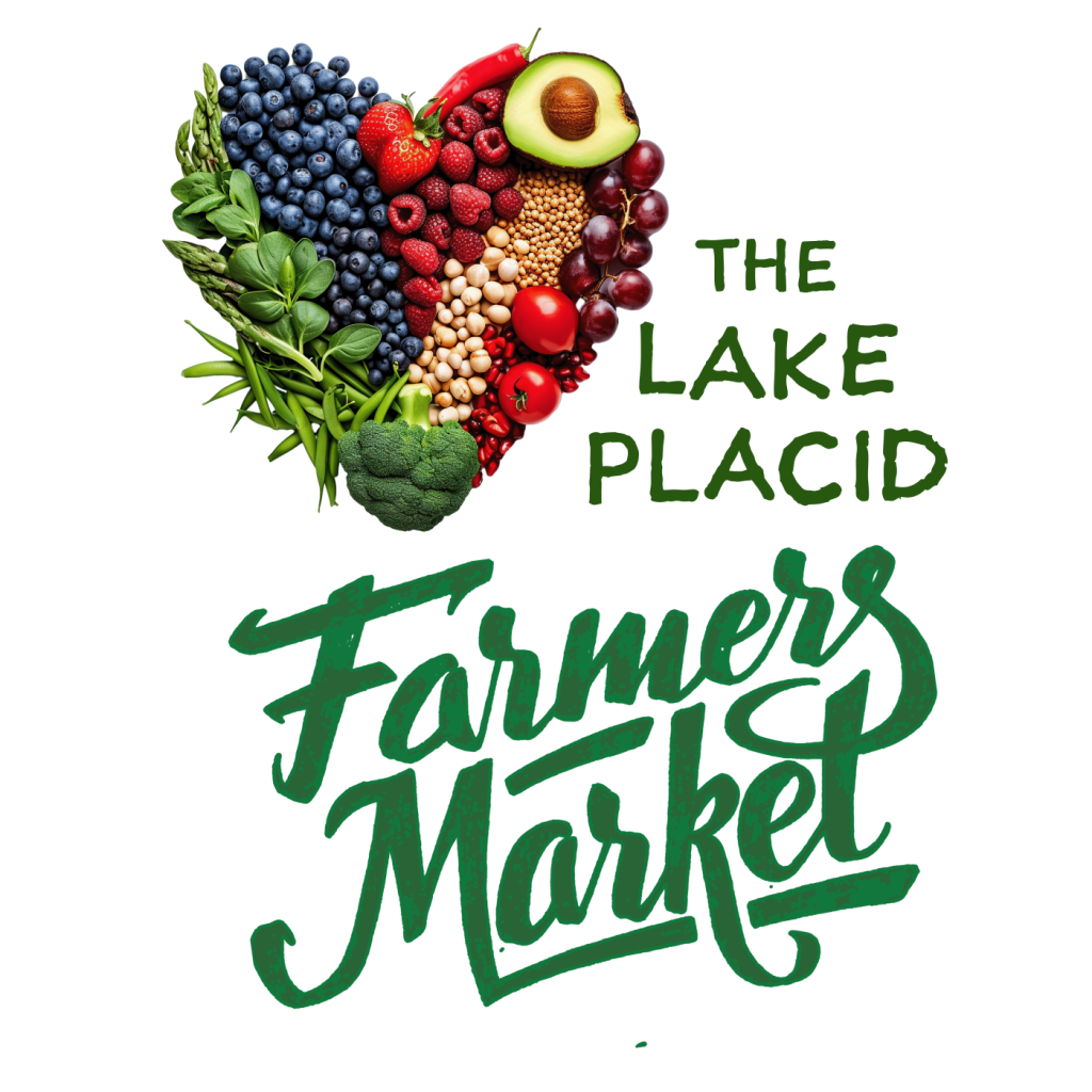 Lake Placid Farmers Market-visit-sebring-fl A vibrant variety of fresh fruits and vegetables arranged in the shape of a heart, forming the green, nature-inspired logo for the Lake Placid, Florida Farmers Market.