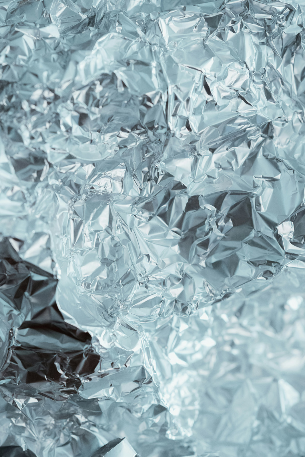 Close up of crinkled aluminum foil