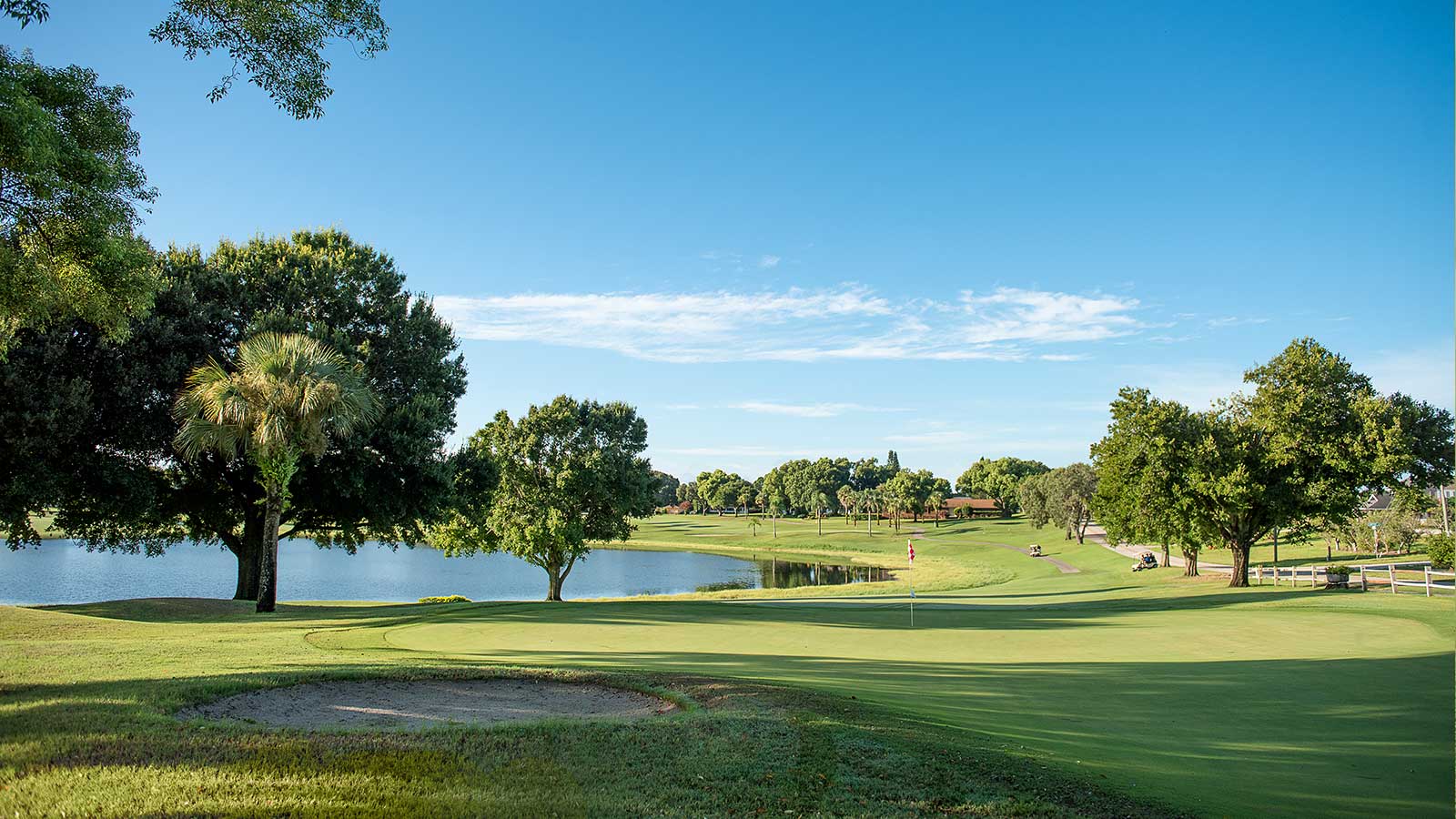 Flag on the green at a golf course in Sebring, Florida