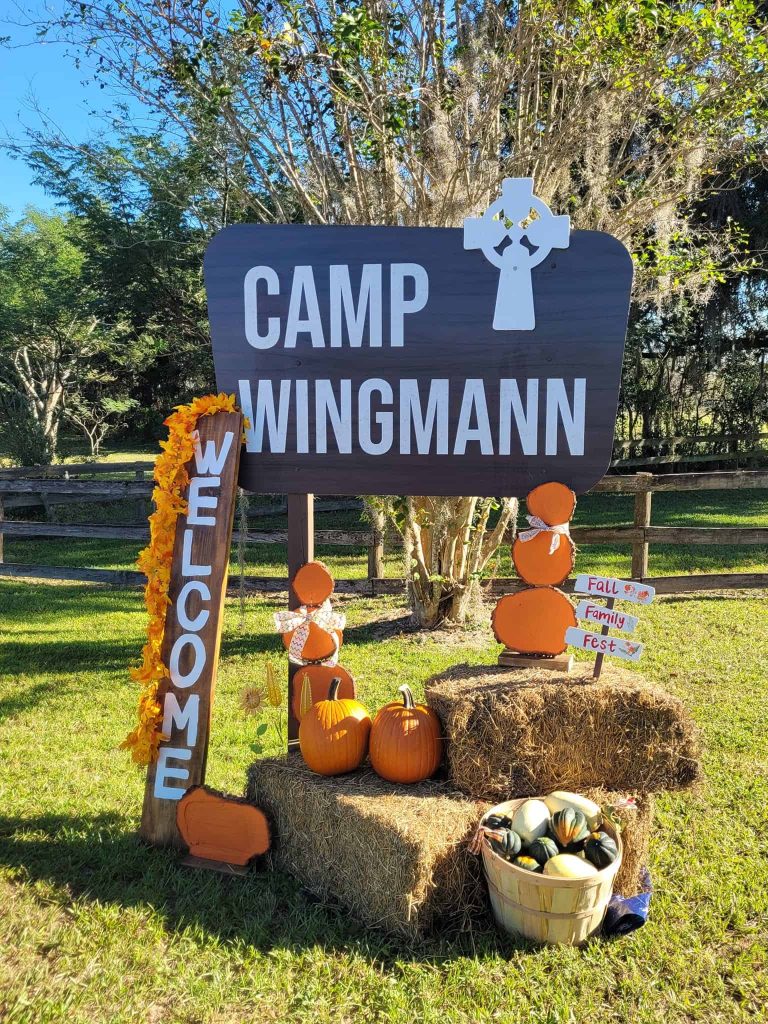 Camp Wingmann fall festival sign